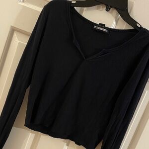 Long Sleeve Black Crop Top